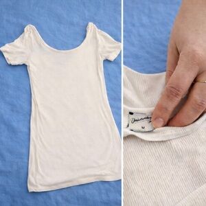 Anthropologie White Scoop Neck T-Shirt